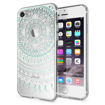 NALIA Handyhülle kompatibel mit iPhone 7, Slim Silikon Motiv Handy-Case Crystal Schutz-Hülle Dünn Durchsichtig, Etui Handy-Tasche Schale Back-Cover Transparent Bumper Royal Ornament NALIA Transparente Hülle