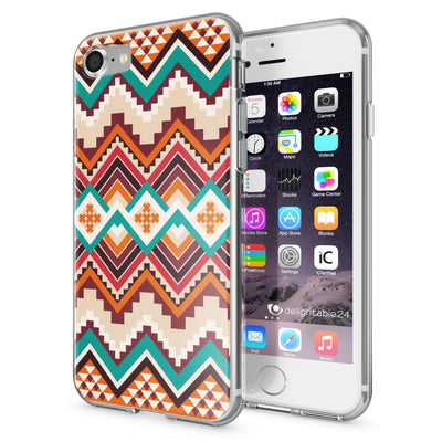 NALIA Handyhülle kompatibel mit iPhone 7, Slim Silikon Motiv Handy-Case Crystal Schutz-Hülle Dünn Durchsichtig, Etui Handy-Tasche Schale Back-Cover Transparent Bumper Indian Pattern NALIA Transparente Hülle