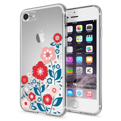 NALIA Handyhülle kompatibel mit iPhone 7, Slim Silikon Motiv Handy-Case Crystal Schutz-Hülle Dünn Durchsichtig, Etui Handy-Tasche Schale Back-Cover Transparent Bumper Spring Flowers NALIA Transparente Hülle