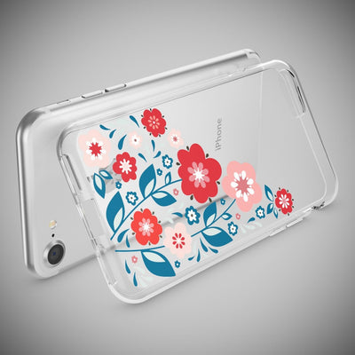 NALIA Handyhülle kompatibel mit iPhone 7, Slim Silikon Motiv Handy-Case Crystal Schutz-Hülle Dünn Durchsichtig, Etui Handy-Tasche Schale Back-Cover Transparent Bumper Spring Flowers NALIA Transparente Hülle