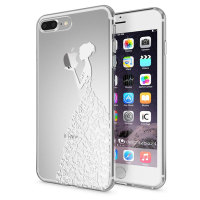 NALIA Handyhülle kompatibel mit iPhone 8 Plus / 7 Plus, Slim Silikon Motiv Handy-Case Crystal Schutz-Hülle Dünn Durchsichtig, Etui Back-Cover Schale Transparent Bumper Princess Weiß NALIA Protective Hülle
