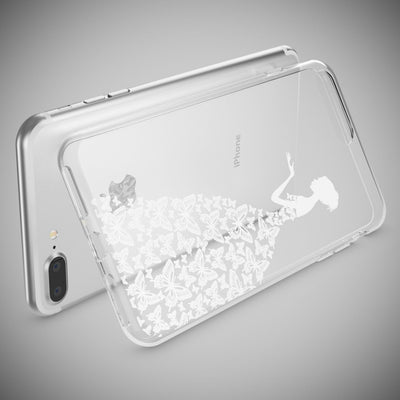 NALIA Handyhülle kompatibel mit iPhone 8 Plus / 7 Plus, Slim Silikon Motiv Handy-Case Crystal Schutz-Hülle Dünn Durchsichtig, Etui Back-Cover Schale Transparent Bumper Princess Weiß NALIA Protective Hülle
