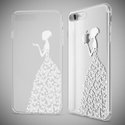 NALIA Handyhülle kompatibel mit iPhone 8 Plus / 7 Plus, Slim Silikon Motiv Handy-Case Crystal Schutz-Hülle Dünn Durchsichtig, Etui Back-Cover Schale Transparent Bumper Princess Weiß NALIA Protective Hülle