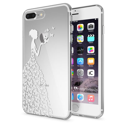 NALIA Handyhülle kompatibel mit iPhone 8 Plus / 7 Plus, Slim Silikon Motiv Handy-Case Crystal Schutz-Hülle Dünn Durchsichtig, Etui Back-Cover Schale Transparent Bumper Butterfly Princess NALIA Protective Hülle