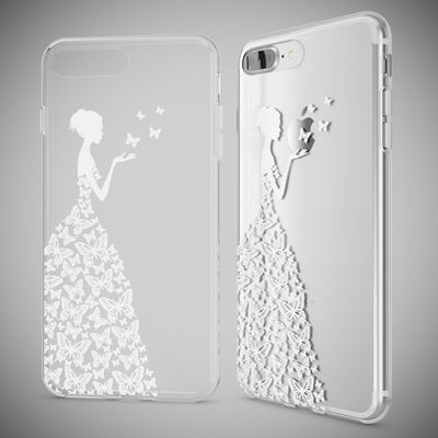 NALIA Handyhülle kompatibel mit iPhone 8 Plus / 7 Plus, Slim Silikon Motiv Handy-Case Crystal Schutz-Hülle Dünn Durchsichtig, Etui Back-Cover Schale Transparent Bumper Butterfly Princess NALIA Protective Hülle