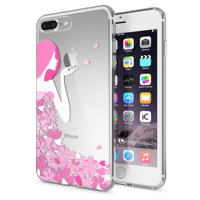 NALIA Handyhülle kompatibel mit iPhone 8 Plus / 7 Plus, Slim Silikon Motiv Handy-Case Crystal Schutz-Hülle Dünn Durchsichtig, Etui Back-Cover Schale Transparent Bumper Flower Princess NALIA Protective Hülle