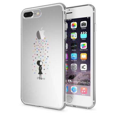 NALIA Handyhülle kompatibel mit iPhone 8 Plus / 7 Plus, Slim Silikon Motiv Handy-Case Crystal Schutz-Hülle Dünn Durchsichtig, Etui Back-Cover Schale Transparent Bumper Colorful Rain NALIA Protective Hülle