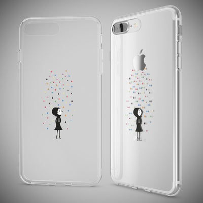 NALIA Handyhülle kompatibel mit iPhone 8 Plus / 7 Plus, Slim Silikon Motiv Handy-Case Crystal Schutz-Hülle Dünn Durchsichtig, Etui Back-Cover Schale Transparent Bumper Colorful Rain NALIA Protective Hülle
