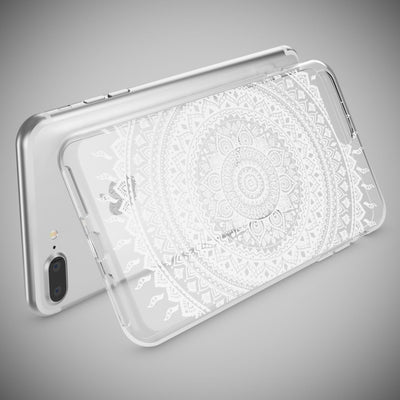 NALIA Handyhülle kompatibel mit iPhone 8 Plus / 7 Plus, Slim Silikon Motiv Handy-Case Crystal Schutz-Hülle Dünn Durchsichtig, Etui Back-Cover Schale Transparent Bumper Mandala Weiß NALIA Protective Hülle