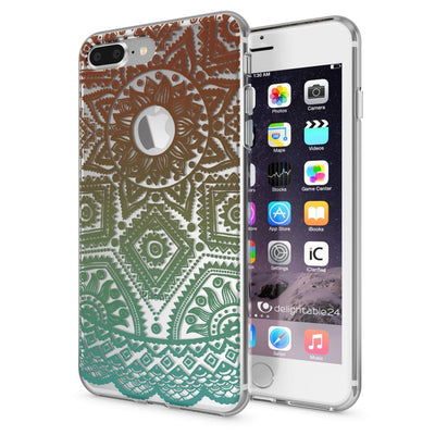 NALIA Handyhülle kompatibel mit iPhone 8 Plus / 7 Plus, Slim Silikon Motiv Handy-Case Crystal Schutz-Hülle Dünn Durchsichtig, Etui Back-Cover Schale Transparent Bumper Mandala Weiß NALIA Protective Hülle