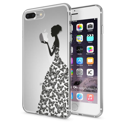 NALIA Handyhülle kompatibel mit iPhone 8 Plus / 7 Plus, Slim Silikon Motiv Handy-Case Crystal Schutz-Hülle Dünn Durchsichtig, Etui Back-Cover Schale Transparent Bumper Bird Princess NALIA Protective Hülle