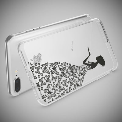 NALIA Handyhülle kompatibel mit iPhone 8 Plus / 7 Plus, Slim Silikon Motiv Handy-Case Crystal Schutz-Hülle Dünn Durchsichtig, Etui Back-Cover Schale Transparent Bumper Bird Princess NALIA Protective Hülle