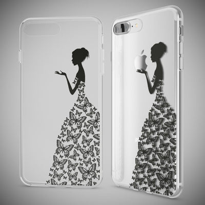 NALIA Handyhülle kompatibel mit iPhone 8 Plus / 7 Plus, Slim Silikon Motiv Handy-Case Crystal Schutz-Hülle Dünn Durchsichtig, Etui Back-Cover Schale Transparent Bumper Bird Princess NALIA Protective Hülle