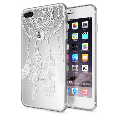 NALIA Handyhülle kompatibel mit iPhone 8 Plus / 7 Plus, Slim Silikon Motiv Handy-Case Crystal Schutz-Hülle Dünn Durchsichtig, Etui Back-Cover Schale Transparent Bumper Feathers NALIA Protective Hülle
