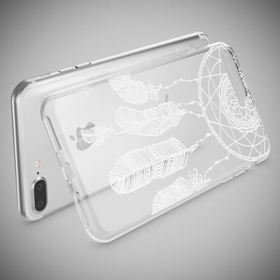 NALIA Handyhülle kompatibel mit iPhone 8 Plus / 7 Plus, Slim Silikon Motiv Handy-Case Crystal Schutz-Hülle Dünn Durchsichtig, Etui Back-Cover Schale Transparent Bumper Feathers NALIA Protective Hülle
