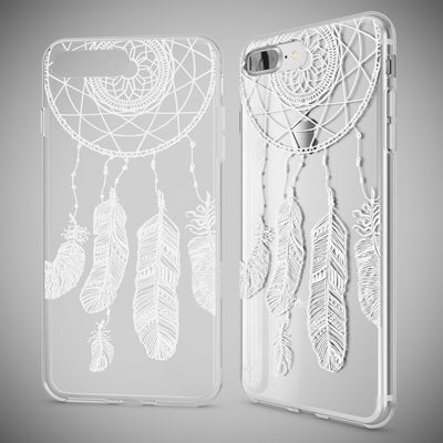 NALIA Handyhülle kompatibel mit iPhone 8 Plus / 7 Plus, Slim Silikon Motiv Handy-Case Crystal Schutz-Hülle Dünn Durchsichtig, Etui Back-Cover Schale Transparent Bumper Feathers NALIA Protective Hülle