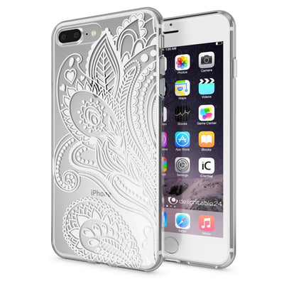 NALIA Handyhülle kompatibel mit iPhone 8 Plus / 7 Plus, Slim Silikon Motiv Handy-Case Crystal Schutz-Hülle Dünn Durchsichtig, Etui Back-Cover Schale Transparent Bumper Feathers NALIA Protective Hülle