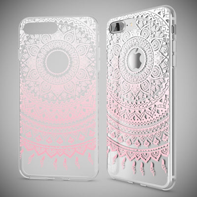 NALIA Handyhülle kompatibel mit iPhone 8 Plus / 7 Plus, Slim Silikon Motiv Handy-Case Crystal Schutz-Hülle Dünn Durchsichtig, Etui Back-Cover Schale Transparent Bumper Feathers NALIA Protective Hülle