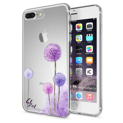 NALIA Handyhülle kompatibel mit iPhone 8 Plus / 7 Plus, Slim Silikon Motiv Handy-Case Crystal Schutz-Hülle Dünn Durchsichtig, Etui Back-Cover Schale Transparent Bumper Dandelion Pink NALIA Protective Hülle
