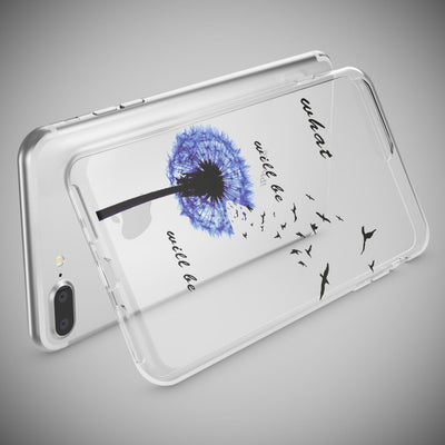 NALIA Handyhülle kompatibel mit iPhone 8 Plus / 7 Plus, Slim Silikon Motiv Handy-Case Crystal Schutz-Hülle Dünn Durchsichtig, Etui Back-Cover Schale Transparent Bumper Dandelion Blau NALIA Protective Hülle