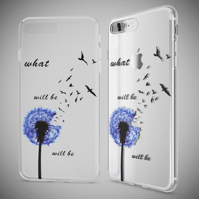 NALIA Handyhülle kompatibel mit iPhone 8 Plus / 7 Plus, Slim Silikon Motiv Handy-Case Crystal Schutz-Hülle Dünn Durchsichtig, Etui Back-Cover Schale Transparent Bumper Dandelion Blau NALIA Protective Hülle