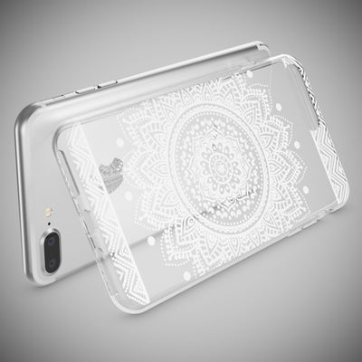 NALIA Handyhülle kompatibel mit iPhone 8 Plus / 7 Plus, Slim Silikon Motiv Handy-Case Crystal Schutz-Hülle Dünn Durchsichtig, Etui Back-Cover Schale Transparent Bumper Circle Flowers NALIA Protective Hülle