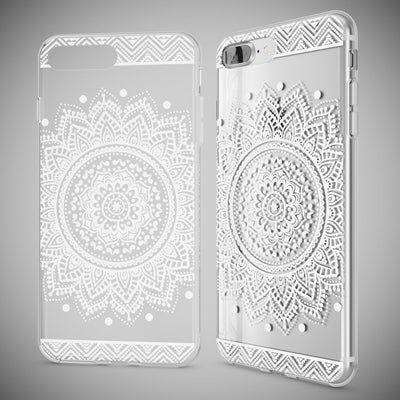 NALIA Handyhülle kompatibel mit iPhone 8 Plus / 7 Plus, Slim Silikon Motiv Handy-Case Crystal Schutz-Hülle Dünn Durchsichtig, Etui Back-Cover Schale Transparent Bumper Circle Flowers NALIA Protective Hülle