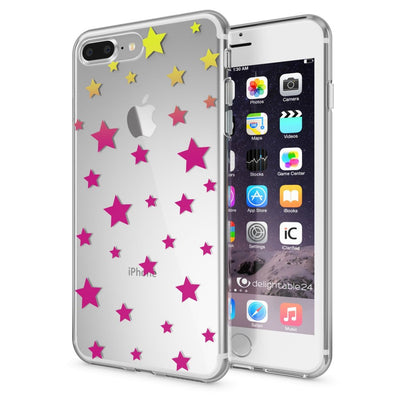 NALIA Handyhülle kompatibel mit iPhone 8 Plus / 7 Plus, Slim Silikon Motiv Handy-Case Crystal Schutz-Hülle Dünn Durchsichtig, Etui Back-Cover Schale Transparent Bumper Stars NALIA Protective Hülle