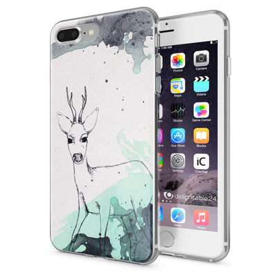 NALIA Handyhülle kompatibel mit iPhone 8 Plus / 7 Plus, Slim Silikon Motiv Handy-Case Crystal Schutz-Hülle Dünn Durchsichtig, Etui Back-Cover Schale Transparent Bumper Deer NALIA Protective Hülle