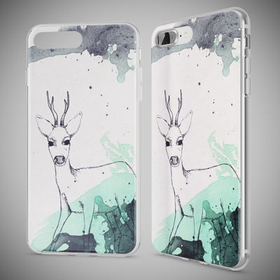 NALIA Handyhülle kompatibel mit iPhone 8 Plus / 7 Plus, Slim Silikon Motiv Handy-Case Crystal Schutz-Hülle Dünn Durchsichtig, Etui Back-Cover Schale Transparent Bumper Deer NALIA Protective Hülle