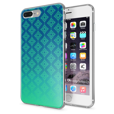 NALIA Handyhülle kompatibel mit iPhone 8 Plus / 7 Plus, Slim Silikon Motiv Handy-Case Crystal Schutz-Hülle Dünn Durchsichtig, Etui Back-Cover Schale Transparent Bumper Pattern Grün NALIA Protective Hülle