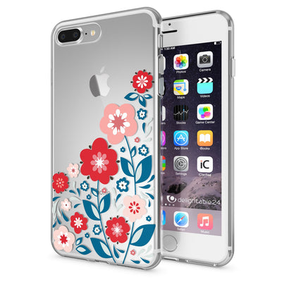 NALIA Handyhülle kompatibel mit iPhone 8 Plus / 7 Plus, Slim Silikon Motiv Handy-Case Crystal Schutz-Hülle Dünn Durchsichtig, Etui Back-Cover Schale Transparent Bumper Spring Flowers NALIA Protective Hülle