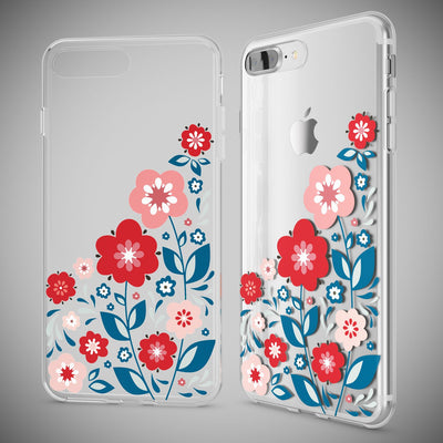 NALIA Handyhülle kompatibel mit iPhone 8 Plus / 7 Plus, Slim Silikon Motiv Handy-Case Crystal Schutz-Hülle Dünn Durchsichtig, Etui Back-Cover Schale Transparent Bumper Spring Flowers NALIA Protective Hülle