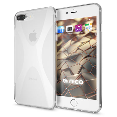 NALIA Handyhülle kompatibel mit iPhone 8 Plus / 7 Plus, Ultra-Slim Silikon Case, Dünne Crystal Schutz-Hülle Etui Handy-Tasche Schale Back-Cover Bumper, Smart-Phone Gummi-Hülle - X-Line Transparent NALIA Protective Hülle
