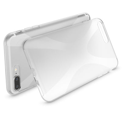 NALIA Handyhülle kompatibel mit iPhone 8 Plus / 7 Plus, Ultra-Slim Silikon Case, Dünne Crystal Schutz-Hülle Etui Handy-Tasche Schale Back-Cover Bumper, Smart-Phone Gummi-Hülle - X-Line Transparent NALIA Protective Hülle