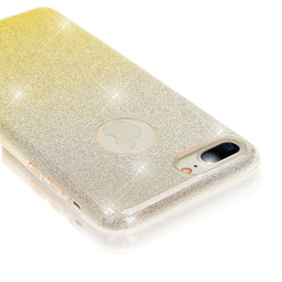 NALIA Handyhülle kompatibel mit iPhone 8 Plus / 7 Plus, Glitzer Ultra-Slim Silikon-Case Back-Cover Schutz-Hülle, Glitter Sparkle Handytasche, Dünnes Bling Strass Smart-Phone Thin Etui - Silber / Gelb NALIA Protective Hülle
