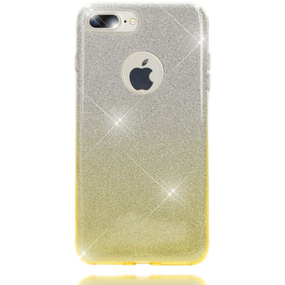 NALIA Handyhülle kompatibel mit iPhone 8 Plus / 7 Plus, Glitzer Ultra-Slim Silikon-Case Back-Cover Schutz-Hülle, Glitter Sparkle Handytasche, Dünnes Bling Strass Smart-Phone Thin Etui - Silber / Gelb NALIA Protective Hülle