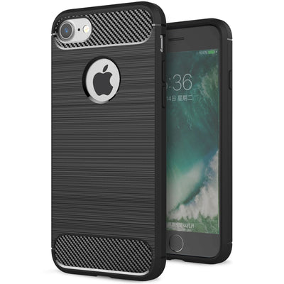 NALIA Silikonhülle für iPhone 7 – Rutschfest & Matt – VORTEX (Gebürstete Optik & Carbon Design) – Marke aus Berlin Schwarz NALIA Protective Hülle
