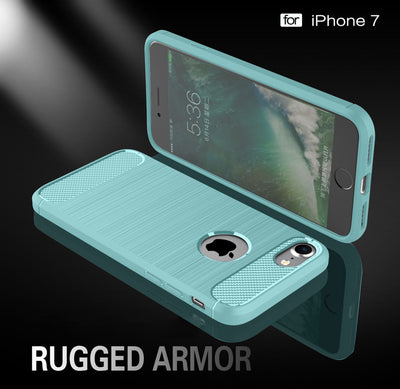 NALIA Silikonhülle für iPhone 7 – Rutschfest & Matt – VORTEX (Gebürstete Optik & Carbon Design) – Marke aus Berlin Mintgrün NALIA Protective Hülle