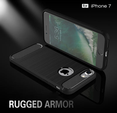NALIA Silikonhülle für iPhone 7 – Rutschfest & Matt – VORTEX (Gebürstete Optik & Carbon Design) – Marke aus Berlin Schwarz NALIA Protective Hülle