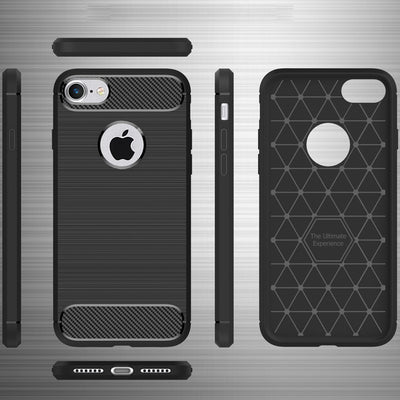 NALIA Silikonhülle für iPhone 7 – Rutschfest & Matt – VORTEX (Gebürstete Optik & Carbon Design) – Marke aus Berlin Schwarz NALIA Protective Hülle