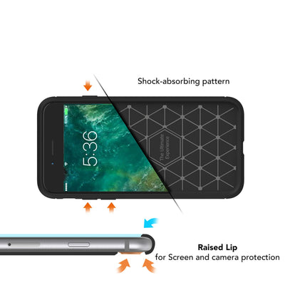 NALIA Silikonhülle für iPhone 7 – Rutschfest & Matt – VORTEX (Gebürstete Optik & Carbon Design) – Marke aus Berlin Schwarz NALIA Protective Hülle