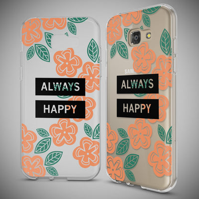 NALIA Handyhülle kompatibel mit Samsung Galaxy A5 2017, Slim Silikon Motiv Case Cover Schutz-Hülle Dünn Durchsichtig Etui Handy-Tasche Backcover Transparent Bumper Always Happy NALIA Protective Hülle