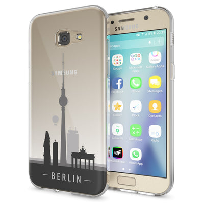 NALIA Handyhülle kompatibel mit Samsung Galaxy A5 2017, Slim Silikon Motiv Case Cover Schutz-Hülle Dünn Durchsichtig Etui Handy-Tasche Backcover Transparent Bumper Berlin Skyline NALIA Protective Hülle