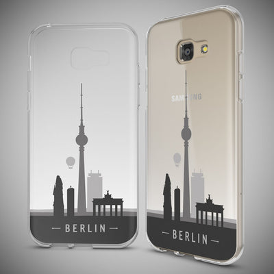 NALIA Handyhülle kompatibel mit Samsung Galaxy A5 2017, Slim Silikon Motiv Case Cover Schutz-Hülle Dünn Durchsichtig Etui Handy-Tasche Backcover Transparent Bumper Berlin Skyline NALIA Protective Hülle