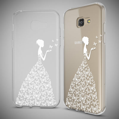 NALIA Handyhülle kompatibel mit Samsung Galaxy A5 2017, Slim Silikon Motiv Case Cover Schutz-Hülle Dünn Durchsichtig Etui Handy-Tasche Backcover Transparent Bumper Butterfly Princess NALIA Protective Hülle