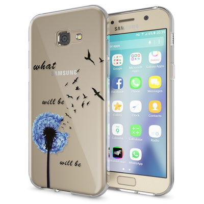 NALIA Handyhülle kompatibel mit Samsung Galaxy A5 2017, Slim Silikon Motiv Case Cover Schutz-Hülle Dünn Durchsichtig Etui Handy-Tasche Backcover Transparent Bumper Dandelion Blau NALIA Protective Hülle