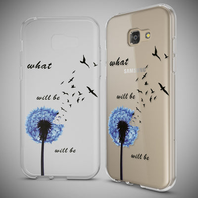 NALIA Handyhülle kompatibel mit Samsung Galaxy A5 2017, Slim Silikon Motiv Case Cover Schutz-Hülle Dünn Durchsichtig Etui Handy-Tasche Backcover Transparent Bumper Dandelion Blau NALIA Protective Hülle