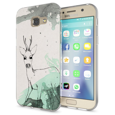 NALIA Handyhülle kompatibel mit Samsung Galaxy A5 2017, Slim Silikon Motiv Case Cover Schutz-Hülle Dünn Durchsichtig Etui Handy-Tasche Backcover Transparent Bumper Deer NALIA Protective Hülle