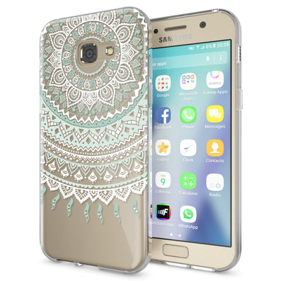 NALIA Handyhülle kompatibel mit Samsung Galaxy A5 2017, Slim Silikon Motiv Case Cover Schutz-Hülle Dünn Durchsichtig Etui Handy-Tasche Backcover Transparent Bumper Mandala Blau Türkis NALIA Protective Hülle